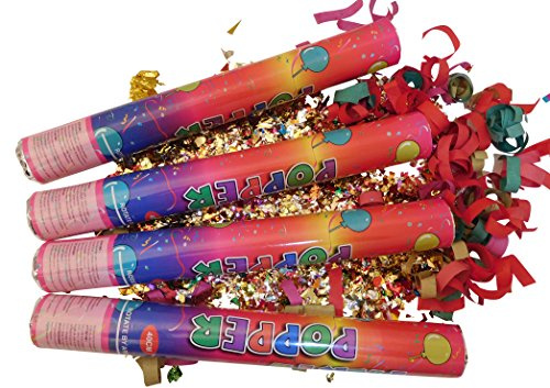 5x Konfettikanone Bunt 40 cm Party Popper Konfetti Shooter Kanonen für Hochzeit Geburtstag Festival Fasching Karneval Silvester