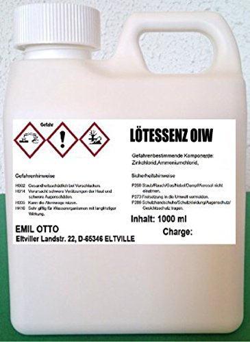 Lötessenz OIW (1:5 mit Wasser verdünnbar) Inhalt 500 ml,Universal Flussmittel zum Weichlöten u. Feuerverzinnen von Schwermetallen (Ausnahme rostfreie Edelstähle) z.B.: Tauch- u. Ofenlötungen bei