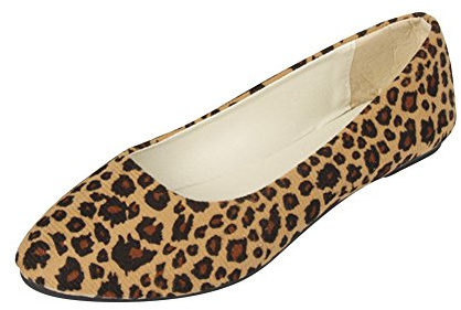 MISSMAO Ladies Everyday Casual Comfort Leopard Print Slip on Ballerinas Ballet Pumps Summer Flat Shoes for Womens,Beige Leopard,EU 42