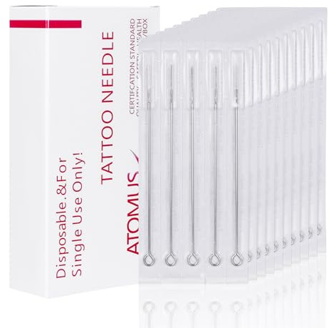 ATOMUS 50pcs Tattoo Needles Set 3RL Disposable Tattoo Needles Stainless Steel Taeto Needles for Tattoo Machine