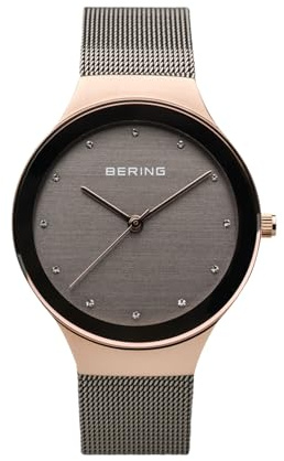 Bering Damen Quarz Uhr | Armbanduhr 34 mm Edelstahlgehäuse und Zifferblatt | Milanaisearmband | Saphierglas | 3 ATM | 12934