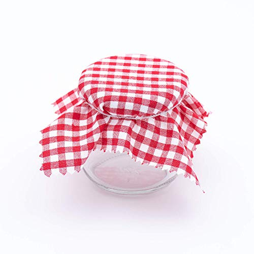 BAUER Flaschenbauer 12x Einmachglas 212ml inkl. weiße Twist Off Verschlüsse & Baumwolldeckchen - Marmeladengläser zum selbst befüllen von Marmelade, Konfitüre, Gelee, Gewürz und Honig