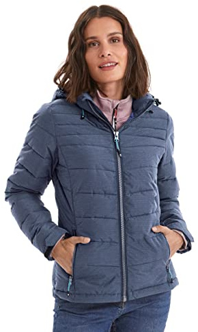 Killtec Damen Jacke In Daunenoptik Skane WMN Quilted JCKT A - Damenjacke mit abzippbarer Kapuze - Übergangsjacke ist wasserabweisend - Steppjacke, dunkelnavy, 46, 35615-000