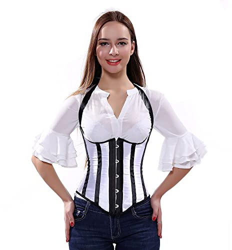 Grebrafan Bustier Serre Taille Corset Rayé avec Bretelles