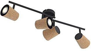 Qazqa Verstellbarer Deckenstrahler, Deckenspot - Corky - Beige, max. 5W, Geeignet für LED, 71.5cm, 4-flammig, Ideal als Küche lampe, Schlafzimmerlampe und Wohnzimmerlampe