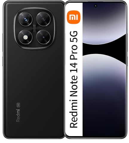 XIAOMI Redmi Note 14 Pro 5G 12GB RAM + 512G ROM Smartphone 6.67 pulgadas 120Hz 200MP 5110mAh 45W batería Negro (con cargador)