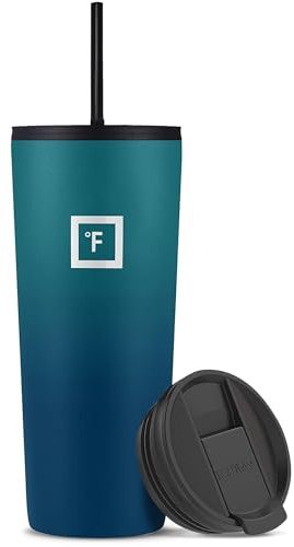 IRON °FLASK Classic Tumbler - Vacuum Insulated Stainless Steel Water Bottle, Double Walled, Drinking Cup, Insulated Travel Mug (Dark Night, 24 oz Solid Lid)