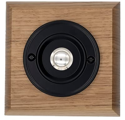 Modern Living Square Wireless Doorbell in Honey and Black - Chrome Centre - No Chime
