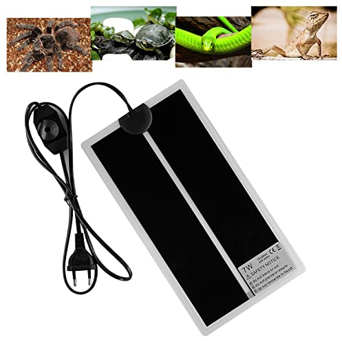 FIPASEN Terrarium värmematta, reptilvärmemattor med temperaturkontroll för reptiler, sköldpaddor, orm, ödla, gecko, erektkräftor, amfibier – avtagbar värmekudde (7 W:28 x 15 cm)