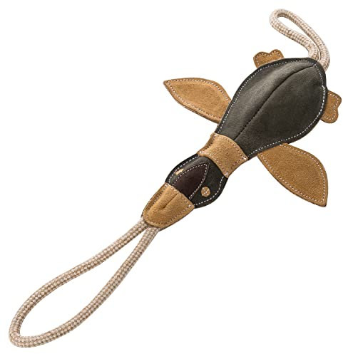 Schnüffelfreunde Hundespielzeug - Spielzeug-Ente Donna - Kuscheltier mit Seil - Spielzeug für Hunde aus Leder