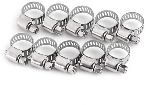 10 Pièces Collier Serrage Inox Tuyau Clips Réglable, Vis de collier de serrage Collier Durite Fixation Colliers à Vis Colliers de Serrage Métallique pour Tuyau Piscine, Home Gaz,(10-16mm)
