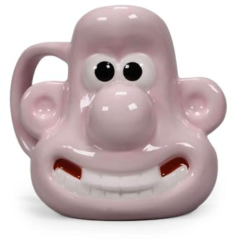 Half Moon Bay | Wallace & Gromit | Wallace Shaped Mug | 3D Ceramic Coffee & Tea Cup | Large 400ml Capacity | Official Aardman Merchandise | Quirky Novelty Collectible Everyday Gift