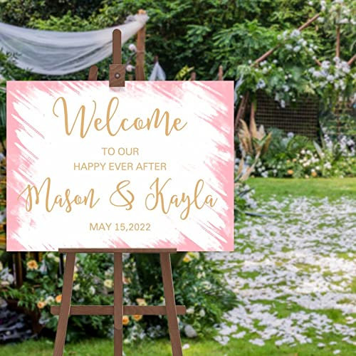 Panneau de bienvenue de mariage personnalisé avec vos noms et dates - Cadeau de mariage - Papeterie de répétition - Tableau de bienvenue pour invités - 40,6 x 50,8 cm