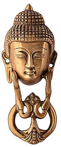 BOCbco Türklopfer Aus Messing Für Haustür, Türgriff, Türbeschläge, Antik-Messing, Buddha-Kopf, Türklopfer/Brass/20 * 8 * 4Cm