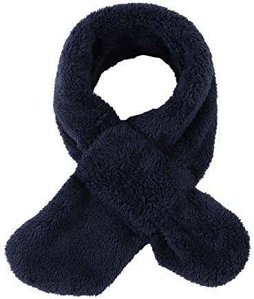 Pesaat Winter Kids Fleece Scarf Solid Baby Boys Girls Scarves Wrap Cross Collar Children Neck Warmer for Toddler 1-6Y (Navy)