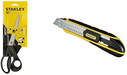 Stanley STHT0-14102 Ciseaux multi-usages 240 mm & FATMAX Cutter à Cartouche - Chariot en Acier Inoxydable, 6 Lames 18 mm Incluses, Robuste et Ergonomique 1-10-481