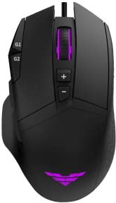 PREYON Falcon Kabelgebundene Gaming-Maus mit RGB-Hintergrundbeleuchtung und Geflochtenem Kabel - Computermaus mit Omron 20M-Schaltern - 12400 DPI Optischer Sensor - 9 Programmierbare Tasten