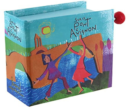 Lutèce Créations Carillon/Scatola Musicale a manovella di Cartone Illustrato a Forma di Libro con meccanismo Musicale 18 Note - Sur Le pont d'Avignon - sul Ponte di Avignone (Tradizionale).