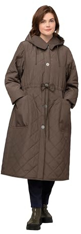 Ulla Popken, Cappotto imbottito leggero da donna, taglie grandi, verde muschio