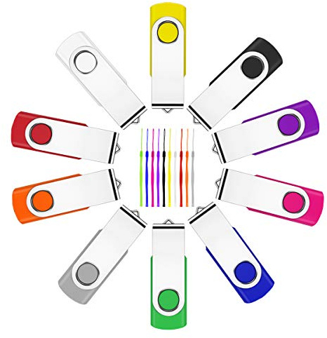 Clé USB 2Go,Lot de 10 Cle USB 2 Go, Fesaymi Clef USB 2.0 Mémoire Stick Flash Drive Rotation Disque de Stockage Externe