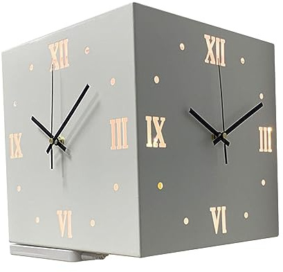 Baoblaze Eckige Doppelseitige Wanduhr, Moderne Wanduhr mit Römischen Ziffern, Nordische Quadratische Beleuchtete Eckuhr, Große Dekorative Wanduhren für Wohnzimmer Terrasse Schlafzimmer, Weiß
