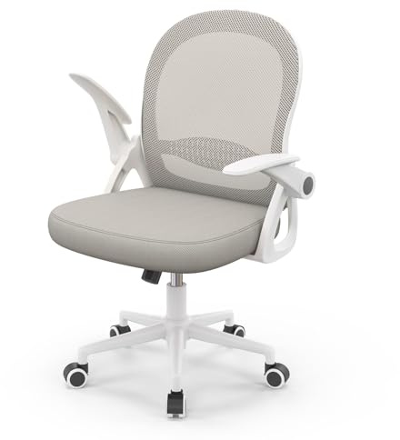 rattantree Silla de Oficina, Silla de Escritorio Ergonómica Gris | Silla de Ordenador con Malla Transpirable y Asiento, Regulable en Altura, Reposabrazos Abatibles, Para Estudio de Oficina