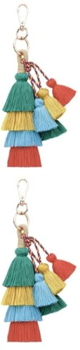 Holibanna 2 Stk Quasten-schlüsselanhänger Quaste Aus Wildlederimitat Boho Quaste Schlüsselanhänger Damen Rucksack Taschenanhänger Boho- Baumwollfaden Mode