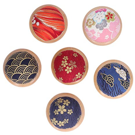 6 Uds Alfiletero, Alfileteros de Aguja Redondos con Base de Madera, Soportes de Agujas de Estilo Japonés para Coser a Mano a Diario, Manualidades, Pinza para el Pelo