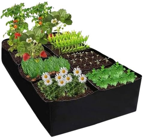 Sacchetti per piante, sacchetti per piante 8 Plaids Grow Bag Pot, 180 x 90 x 30 cm, borsa per coltivazione in tessuto riutilizzabile, per pomodori, peperoni, fragole