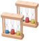 Keboyoe 2 Stück Sanduhr für Kinder Bunt, Sanduhr Minuten Holz Sand Timer Sanduhr, Sanduhr Zähneputzen Kinder Holz, 3 in 1 Kombi Sanduhr 1, 3, 5 Minuten,Haus Deko Spiel Requisiten