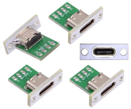 Chenyang - Lot de 5 connecteurs USB C pour bricolage USB C femelle à 24 broches pour réparation de port de remplacement avec trou de vis pour montage sur panneau