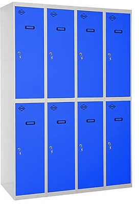 Simon Rack Taquillas Vestuario Metalicas, 8 Puerta, Incluye Llave, 1800x1200x500 mm, Gris/Azul - Simonlocker