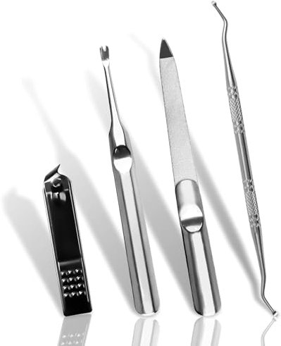 Pediküre-Messer,4-teilig, professionelles Pediküre-Werkzeug-Set, erstklassige Fußklinge,Profi Nagelzange Set,Nagelhautschieber und -gabel,professionelle Nagelbehandlung,Pediküre-Werkzeug,Nagelreiniger