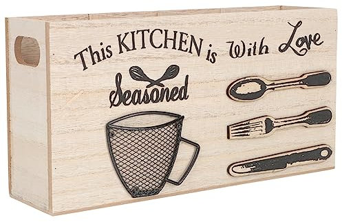 Mikinona Scatola Portaposate in Legno Per Utensili Da Cucina Organizer Per Posate Delicato Accessorio Per La Casa Contenitore Decorativo