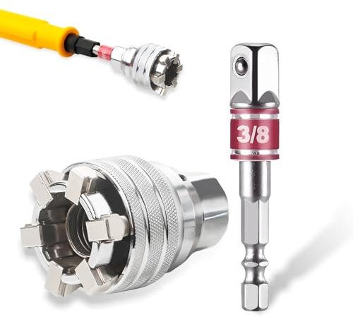 Betinyar Adjustable Universal Socket Wrench, Suitable for 10-19mm Hex Head Nuts and Bolts Driver Tool for 3/8 Power Drill and Ratchet Wrenches