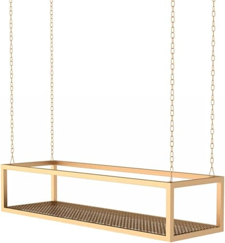 Deckenregale Hängende Regale Schwebende Regale aus goldfarbenem Metall, hängende Pflanzenregale, Blumentopfregale, Dekorationsartikel, Ausstellungsregale, Artikel mit Ketten, Küchenregale, Weinregale(