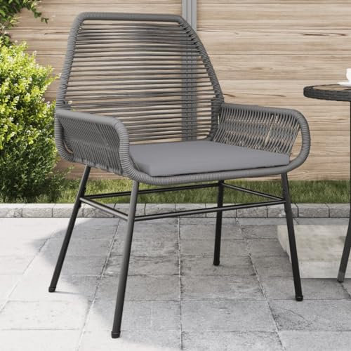 ShGaxin 2er Set Gartensessel mit Kissen Polyrattan grau 369097
