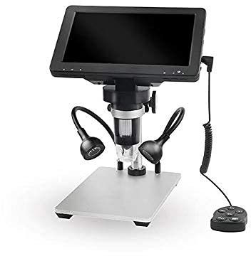 Electron Microscope 7-inch Screen High Definition Digital Microscope Optical Digital Electronic Magnifier (Color : Black)