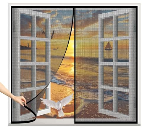 Fliegengitter für Fenster als Rollo,W85xH125cm Anti Moskito Fliegengitter,Insektenschutzrollo Fliegengitterrollo für Terrassentür Wohnzimmer Balkontür Innovativ Schwarz