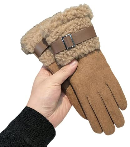 KDOFIO Handschuhe Damen Damen Winterhandschuhe Verdickte Samt Warme Im Freien Fahrradkälte Kaltschutz Touchscreen-braun