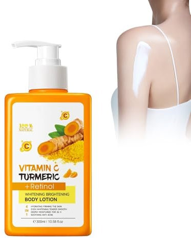 Crème Hydratante Éclaircissante À La Vitamine C, 300 Ml Lotion Corporelle Naturelle Au Curcuma Lotion Corporelle Au Curcuma Et À La Vitamine C Lait Pour Le Corps Au Curcuma,Éclaircissant Pour Le Corps