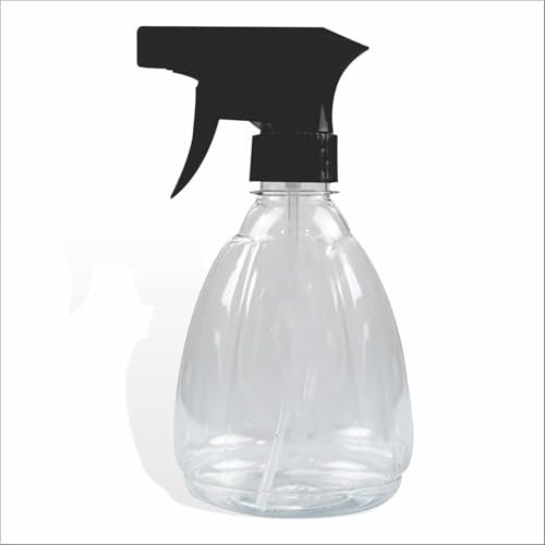 GOGETGOODS Clear Plastic Spray Bottle, 400ml, Black Trigger Sprayer, for Hair Salon and Home Use