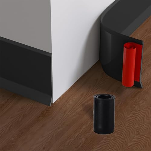 Weichsockelleiste Selbstklebend, PVC Sockelleiste Selbstklebend für Küche und Badezimmer, Flexible Knickleiste fußleisten, Selbstklebende Abschlussleiste, Breite 10 cm (Schwarz, 3M)