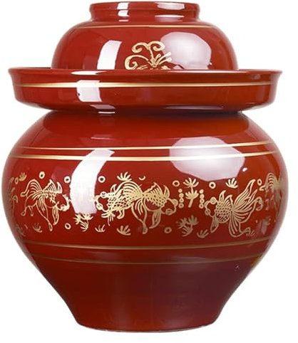 Fermentation Jars，Fermentation Crock Jar,Sauerkraut Crock,Traditional Chinese Ceramic Fermentation Crock Jar Pickling Jar With Water Seal Airlock Lid,Large Thickened Ceramic Pickle Jar Kimchi Pot Stor
