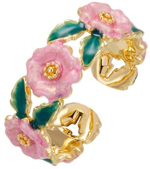 Camelia fiore aperto dichiarazione anello per le donne foglia verde smalto rosa margherita impilabile anelli regolabili piccola promessa fiore anelli di fidanzamento gioielli di moda nipote ragazza
