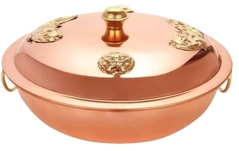 OWOHYG Holzkohle-Eintopf zum Kochen von Chafing Dishes, Kupfer, verdickter Topf aus reinem Kupfer, Suppentopf, Flacher Boden, Induktionsherd, Kochtopf, Küchengeschirr (eine Farbe, 30 cm)