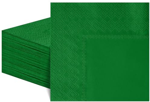 60 Stück Servietten Grün, 2-lagig Papierservietten Geburtstagsservietten | Grüne Cocktailservietten für Geburtstage Mittagessen Hochzeiten (25cm)