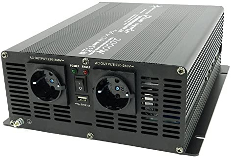 SOLARTRONICS NM2000 Spannungswandler 24V 230V modifizierter Sinus 2000W - 4000W Spitzenleistung - Wechselrichter 24V auf 230V Stromwandler mit Schuko-& USB Anschluss Solar Inverter Umwandler
