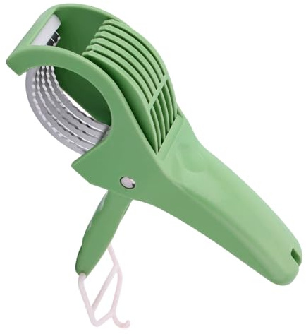 Cortador de Plátanos Multifuncional, Cortador de Verduras Acero Inoxidable con Mango ABS Cortar Uniformemente Verduras Salchichas y Más Ideal para Ensaladas Frutas y Preparación Alimentos (Verde)