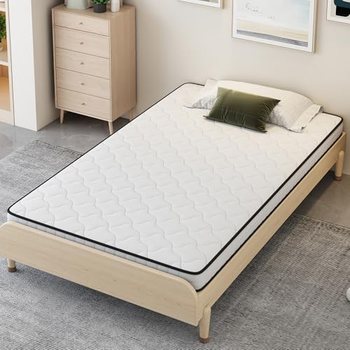 Aunvla Fjädermadrass, mått: 90 × 200 cm, tjocklek: 10 cm, hårdhetsgrad: H3, med ergonomiska moduler och avlastning av ländryggen; rullad madrass